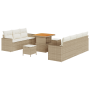 Conjunto de sofá de jardín de 10 piezas con cojines beige de