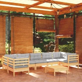 Garden furniture set 8 pieces and gray pine wood cushions by vidaXL, Garden sets - Ref: Foro24-3097312, Price: 648,96 €, Disc...