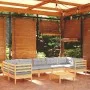 Juego de muebles de jardín 8 pzas y cojines madera pino gris de vidaXL, Conjuntos de jardín - Ref: Foro24-3097312, Precio: 64...