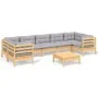 Juego de muebles de jardín 8 pzas y cojines madera pino gris de vidaXL, Conjuntos de jardín - Ref: Foro24-3097312, Precio: 64...