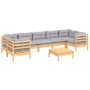 Gartenmöbel-Set 8-teilig und Kissen aus grauem Kiefernholz von vidaXL, Gartensets - Ref: Foro24-3097312, Preis: 657,89 €, Rab...