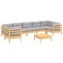 Juego de muebles de jardín 8 pzas y cojines madera pino gris de vidaXL, Conjuntos de jardín - Ref: Foro24-3097312, Precio: 64...