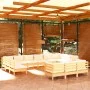 Gartenmöbel 13 Stück Kissen aus cremefarbenem Kiefernholz von vidaXL, Gartensets - Ref: Foro24-3097283, Preis: 1,00 €, Rabatt: %