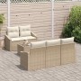 Conjunto de sofá de jardín 6 pcs Beige y Crema 55 x 55 x 37 cm