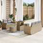 Juego de Sofá de Jardín de 8 piezas con cojines Beige Ratán