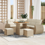 Juego de Sofá de Jardín de 8 Piezas con Cojines Beige de Ratán