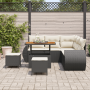 Conjunto de sofá de jardín de 8 piezas con cojines negro