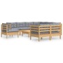 Gartenmöbel-Set 10-teilig und Kissen aus massivem Kiefernholz von vidaXL, Gartensets - Ref: Foro24-3096772, Preis: 811,06 €, ...