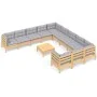 Garden furniture 12 pieces and gray pine wood cushions by vidaXL, Garden sets - Ref: Foro24-3097024, Price: 905,16 €, Discoun...