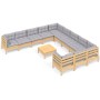Muebles de jardín 12 pzas y cojines madera de pino gris de vidaXL, Conjuntos de jardín - Ref: Foro24-3097024, Precio: 905,16 ...
