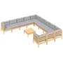 Garden furniture 12 pieces and gray pine wood cushions by vidaXL, Garden sets - Ref: Foro24-3097024, Price: 905,16 €, Discoun...