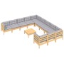 Muebles de jardín 12 pzas y cojines madera de pino gris de vidaXL, Conjuntos de jardín - Ref: Foro24-3097024, Precio: 905,16 ...
