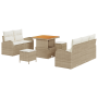 Conjunto de Sofá de Jardín de 8 Piezas con Cojines Beige