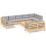 Gartenmöbel-Set 10-teilig und Kissen aus massivem Kiefernholz von vidaXL, Gartensets - Ref: Foro24-3097252, Preis: 788,28 €, ...