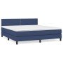 Cama box spring con colchón tela azul 180x200 cm