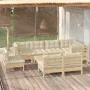 Garden furniture 9 pieces and cushions solid cream pine wood by vidaXL, Garden sets - Ref: Foro24-3096472, Price: 686,93 €, D...
