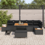Conjunto de Sofás de Jardín de 9 Piezas con Cojines Negro