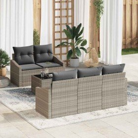 Conjunto de sofá de jardín 6 pcs Gris Claro 55 x 55 x 37 cm