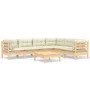 Muebles de jardín 7 pzas y cojines madera maciza de pino crema de vidaXL, Conjuntos de jardín - Ref: Foro24-3096689, Precio: ...