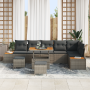 Conjunto de Sofá de Jardín de 9 Piezas con Cojines Gris de