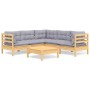 Gartenmöbelset 6-tlg. mit Kissen aus massivem Kiefernholz von vidaXL, Gartensets - Ref: Foro24-3096676, Preis: 474,71 €, Raba...