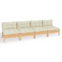 4-Sitzer Gartensofa mit Kissen massivem cremefarbenem Kiefernholz von vidaXL, Outdoor-Sofas - Ref: Foro24-3096124, Preis: 300...