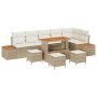 Conjunto de Sofá de Jardín de 10 Piezas con Cojines Beige