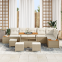 Conjunto de Sofá de Jardín de 10 Piezas con Cojines Beige