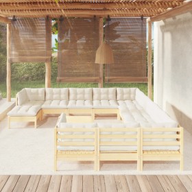 Garden furniture 13 pieces cushions pine wood cream color by vidaXL, Garden sets - Ref: Foro24-3097073, Price: 1,00 €, Discou...
