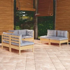 Garden furniture set 6 pieces and cushions solid pine wood by vidaXL, Garden sets - Ref: Foro24-3096207, Price: 449,31 €, Dis...