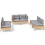 Garden furniture set 6 pieces and cushions solid pine wood by vidaXL, Garden sets - Ref: Foro24-3096207, Price: 449,31 €, Dis...