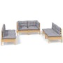 Gartenmöbel-Set 6-teilig und Kissen aus massivem Kiefernholz von vidaXL, Gartensets - Ref: Foro24-3096207, Preis: 441,94 €, R...