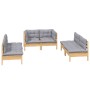 Gartenmöbel-Set 6-teilig und Kissen aus massivem Kiefernholz von vidaXL, Gartensets - Ref: Foro24-3096207, Preis: 441,94 €, R...