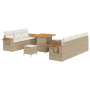 Conjunto de Sofá de Jardín de 10 Piezas con Cojines Beige