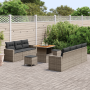 Conjunto de Sofá de Jardín de 10 Piezas con Cojines Gris