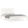 Double bed frame with white solid wood headboard by vidaXL, Beds and slatted bases - Ref: Foro24-3193732, Price: 151,14 €, Di...