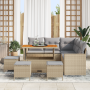 Conjunto de Sofás de Jardín de 9 Piezas con Cojines Beige