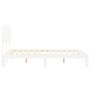 Double bed frame with white solid wood headboard by vidaXL, Beds and slatted bases - Ref: Foro24-3193732, Price: 151,14 €, Di...