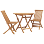 Juego de Bistro de Jardín Plegable de 3 Piezas de Madera Sólida