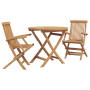Conjunto de Bistro de Jardín Plegable de 3 Piezas de Madera