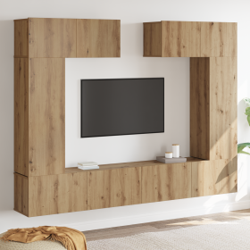 Set de 6 piezas de mueble para TV Roble Artesano Madera