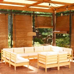 Garden furniture 11 pieces and cushions solid cream pine wood by vidaXL, Garden sets - Ref: Foro24-3097259, Price: 826,50 €, ...