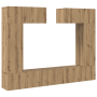 Set de 6 piezas de mueble para TV Roble Artesano Madera