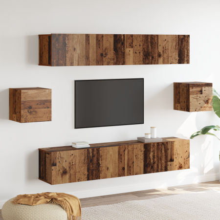 Set de Cabinet de TV de 6 Piezas Madera Vieja