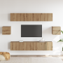 Juego de 6 piezas de mueble de TV de en roble artesanal