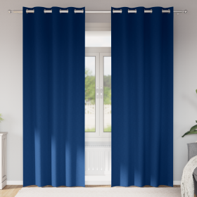 Cortinas con cortinas 2 pcs Azul oscuro 245 x 140 cm Poliéster