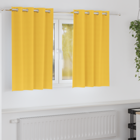 Cortinas 2 pcs Amarillo mostaza 140 x 140 cm Poliéster