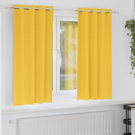 Cortinas 2 pcs Amarillo mostaza 175 x 140 cm Poliéster