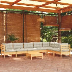 Garden furniture 8 pieces and cushions solid cream pine wood by vidaXL, Garden sets - Ref: Foro24-3096701, Price: 608,70 €, D...