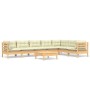 Gartenmöbel 8-teilig und Kissen aus massivem cremefarbenem Kiefernholz von vidaXL, Gartensets - Ref: Foro24-3096701, Preis: 6...